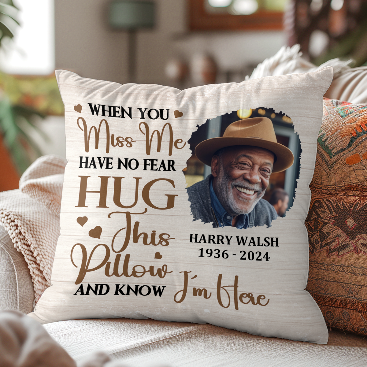 When You Miss Me Have No Fear - Personalized Crystal Velvet Pillow