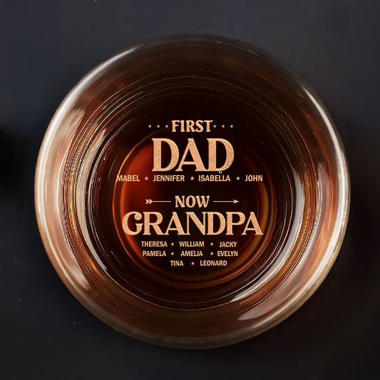 First Dad Now Papa - Personalized Engraved Whiskey Glass
