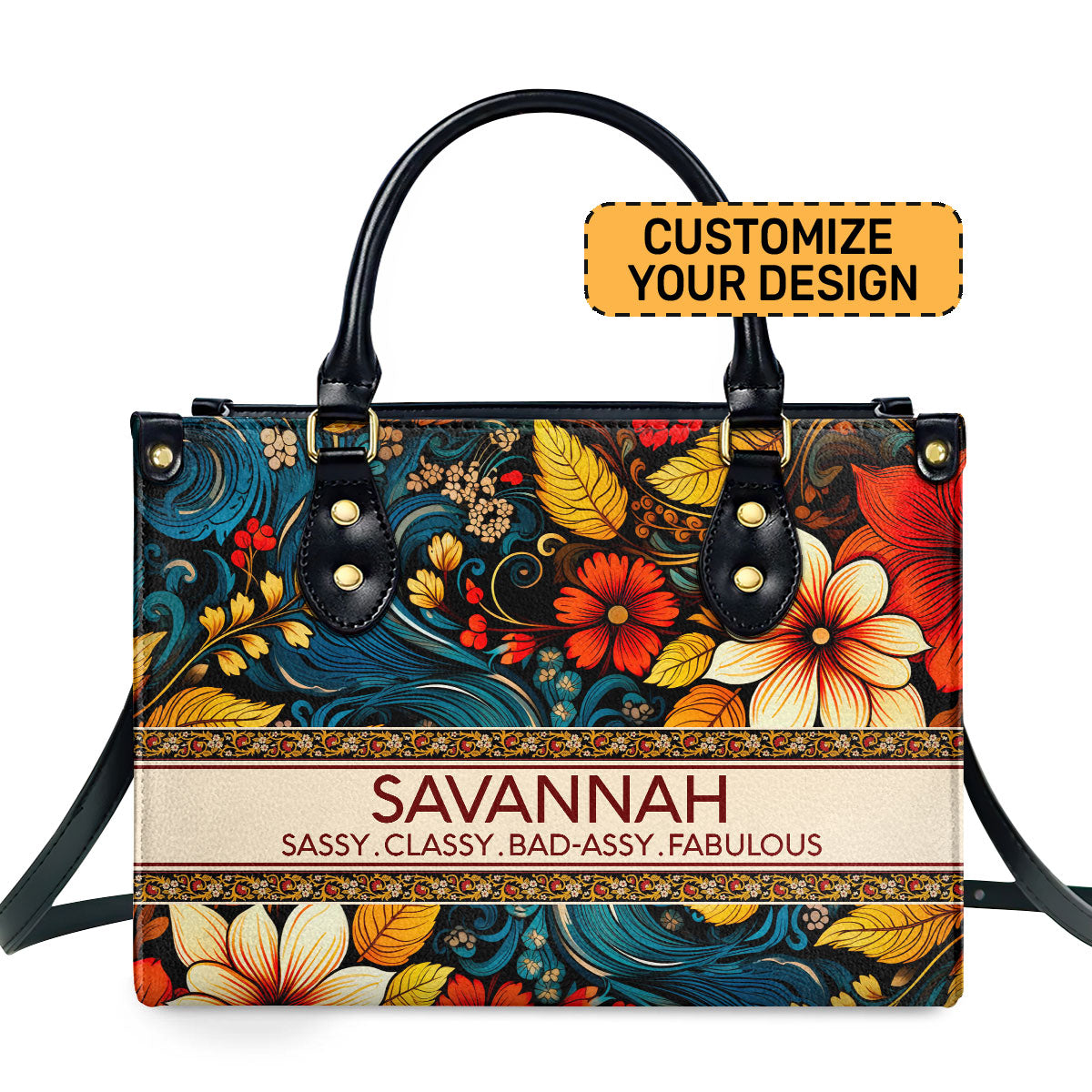 Classy Flower - Personalized Leather Handbag STB124