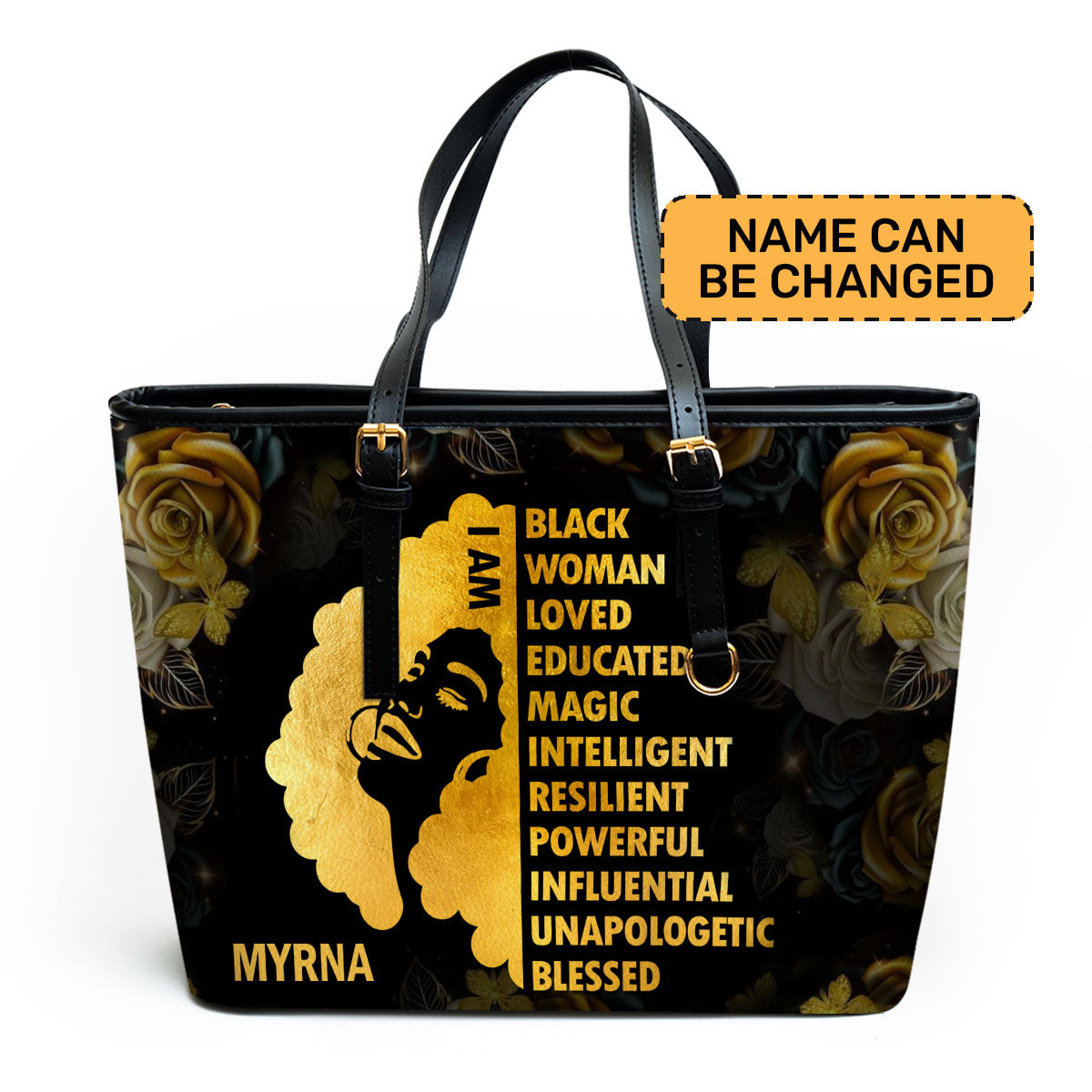 I Am Black - Personalized Leather Totebag STB05