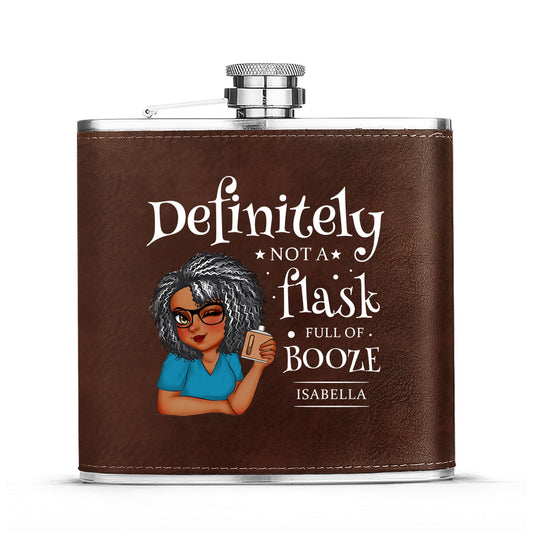 Definitely Not A Flask Full Of Booze - Personalized Leather Flask SBLFLALL2511L