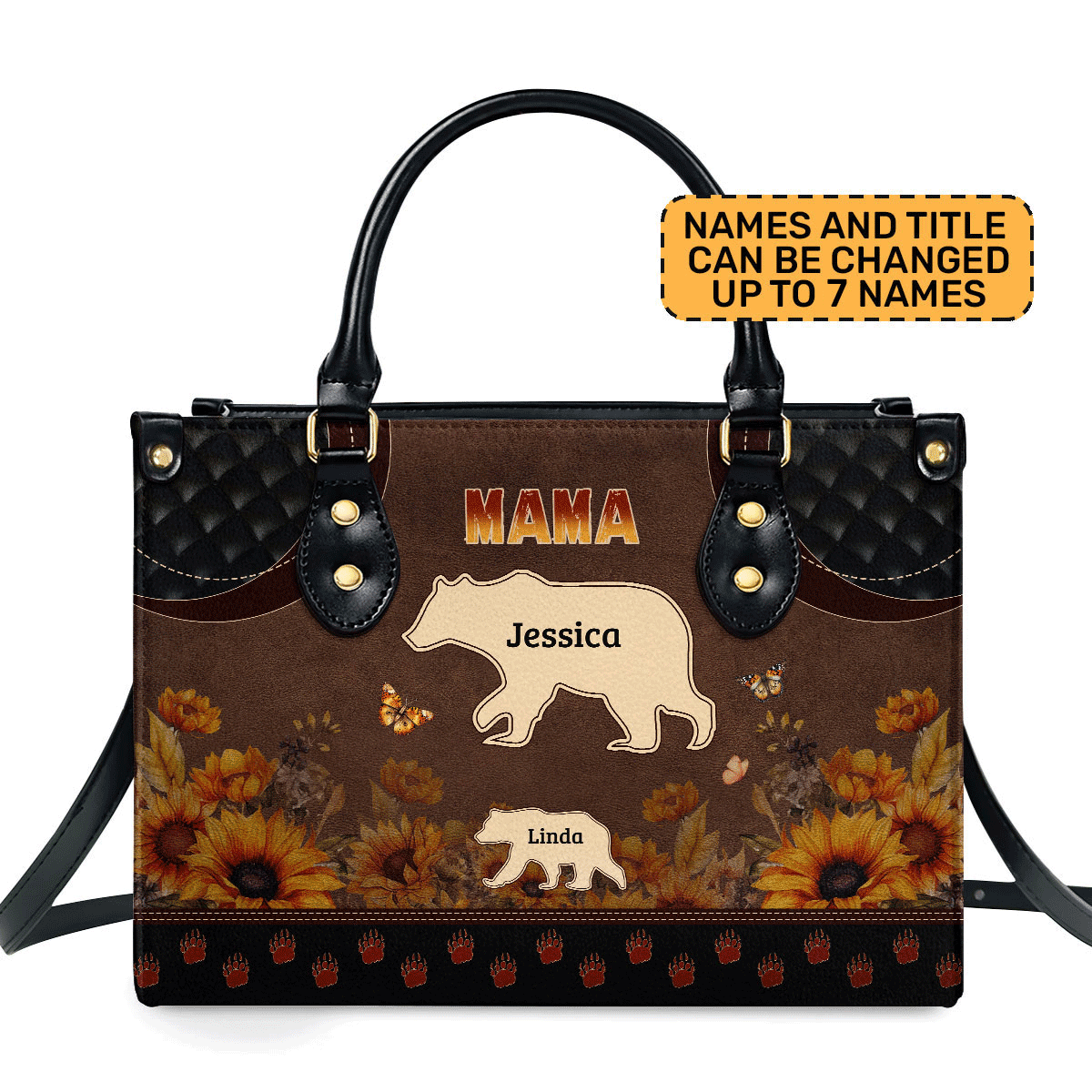 Mama/Mother Bear - Personalized Leather Handbag MB76