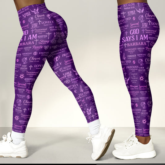 God Says I Am - Personalized Leggings