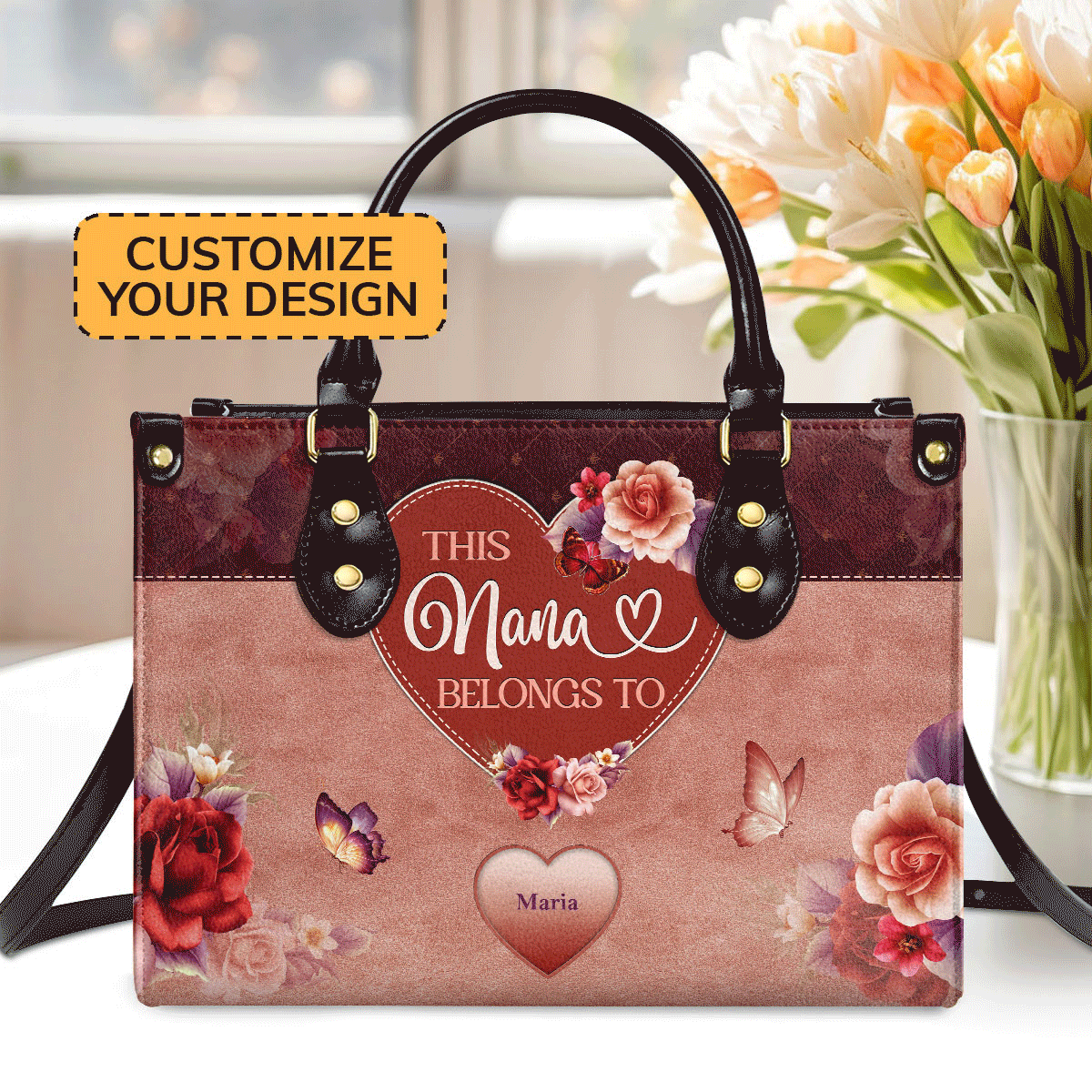 This Mom/Grandma Belongs To - Personalized Leather Handbag MB81