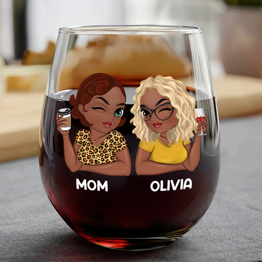 Like Mother Like Daughter Oh Crap - Personalized Stemless Wine Glass