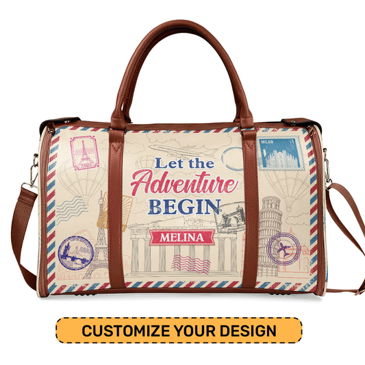Let The Adventure Begin - Personalized Leather Duffle Bag SBDBHA37