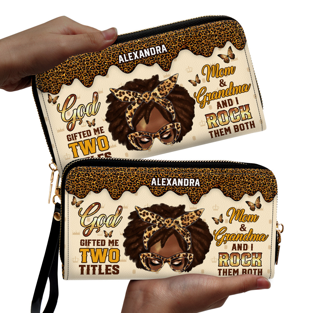God Gifted Me Two Titles - Personalized Clutch Purse
