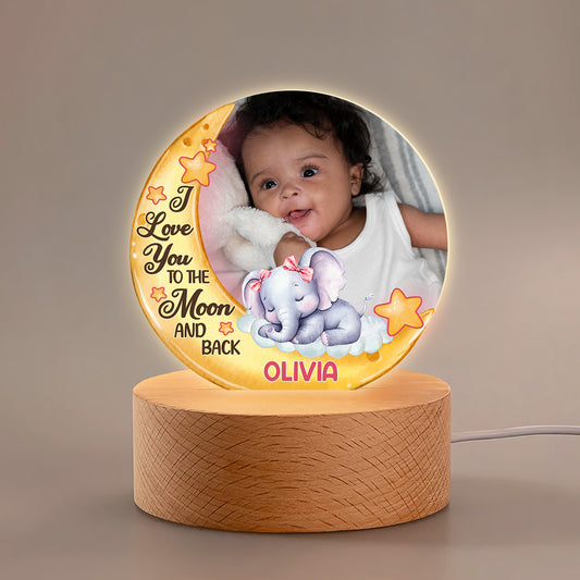 I Love You To The Moon And Back - Personalized Round Base LED Night Light