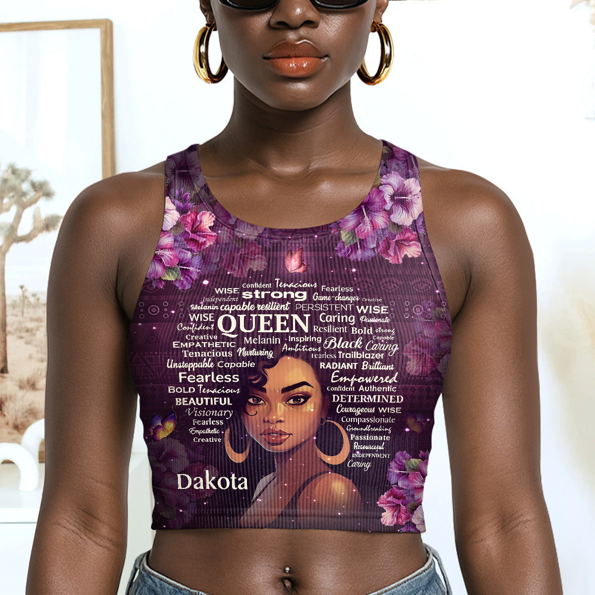 Gift For Women - Black Queen - Personalized Crop Tank Top Custom
