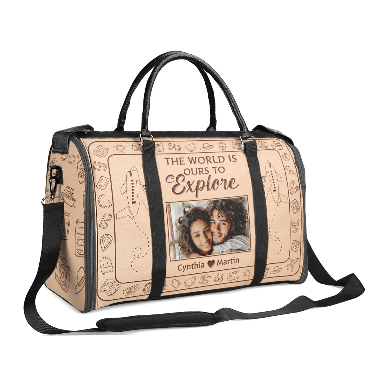 The World Is Ours To Explore - Personalized Leather Duffle Bag SBDBHA39