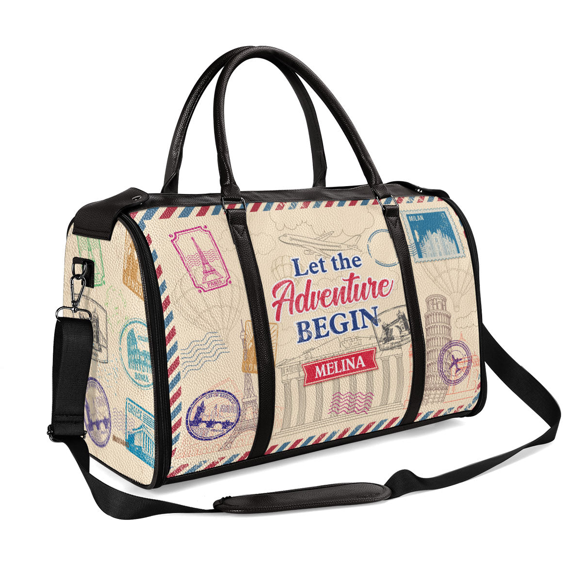 Let The Adventure Begin - Personalized Leather Duffle Bag SBDBHA37