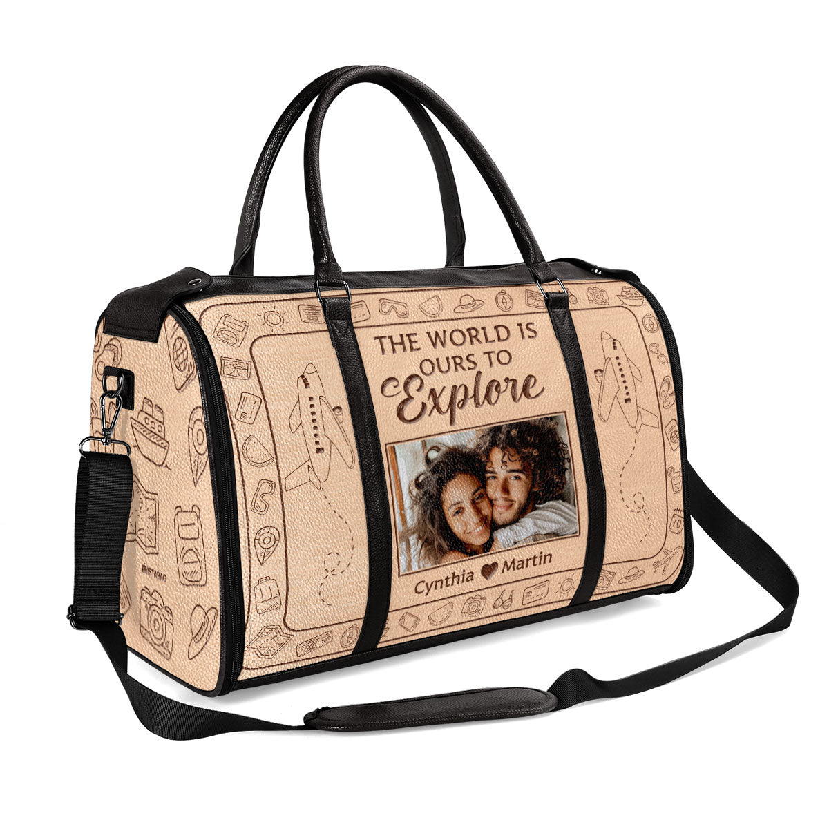 The World Is Ours To Explore - Personalized Leather Duffle Bag SBDBHA39