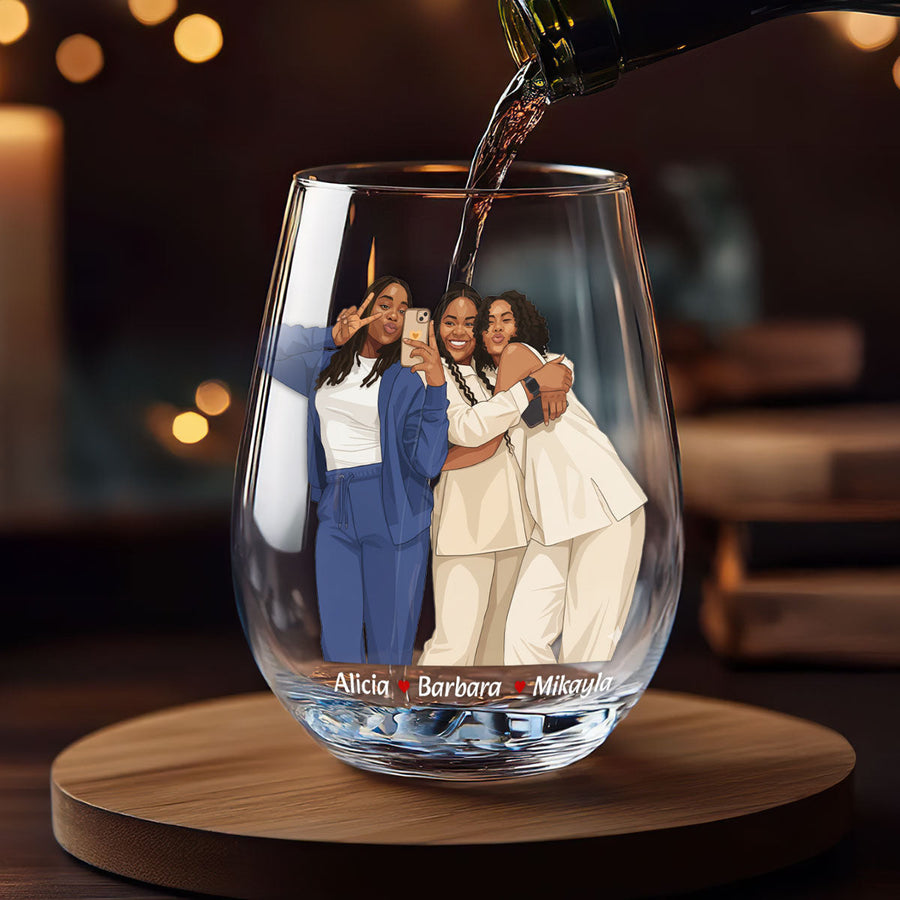 Three personalized Queen glasses for August, September and October