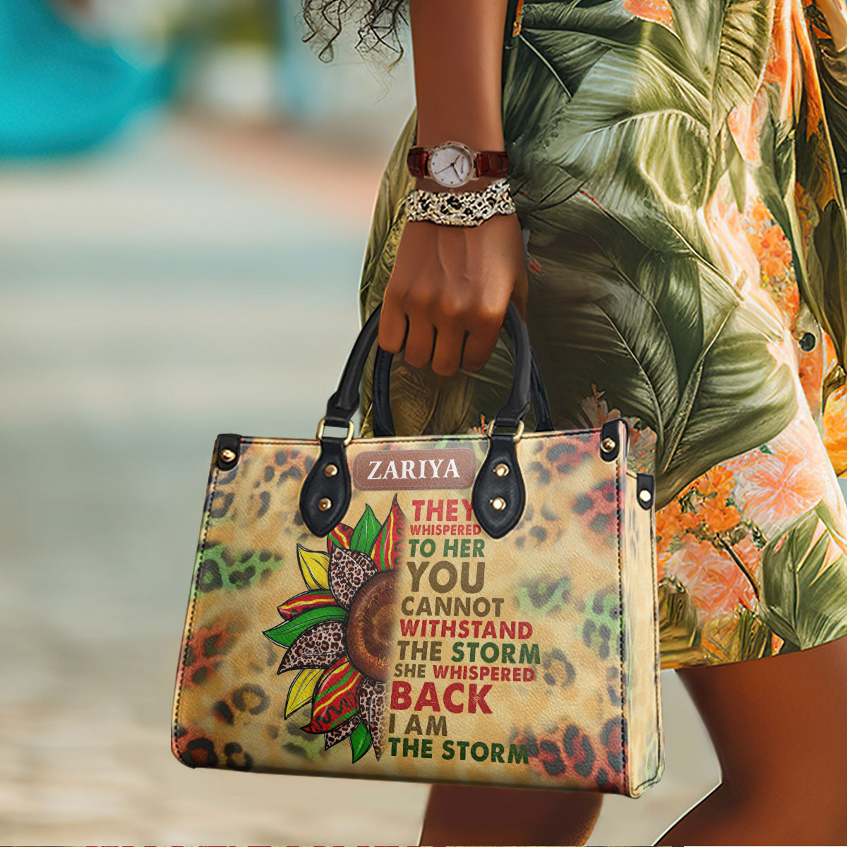 I Am The Storm - Personalized Leather Handbag SBLHBHA22