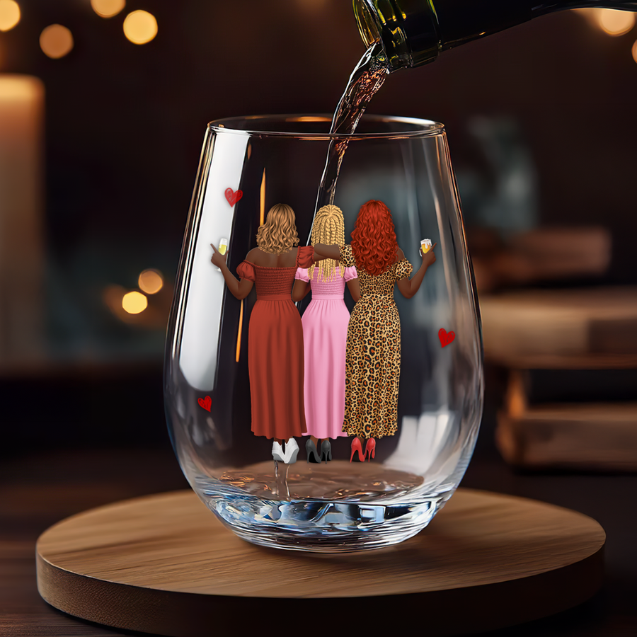 Three personalized Queen glasses for August, September and October
