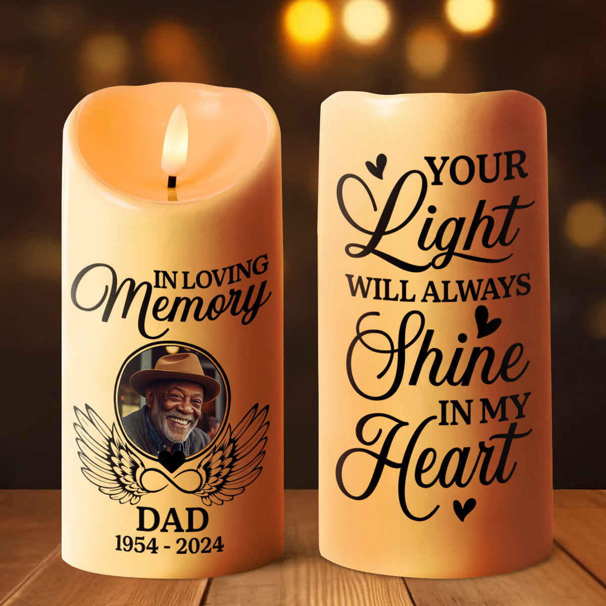 Your Light Will Always Shine In My Heart - Personalized Flameless LED Candle