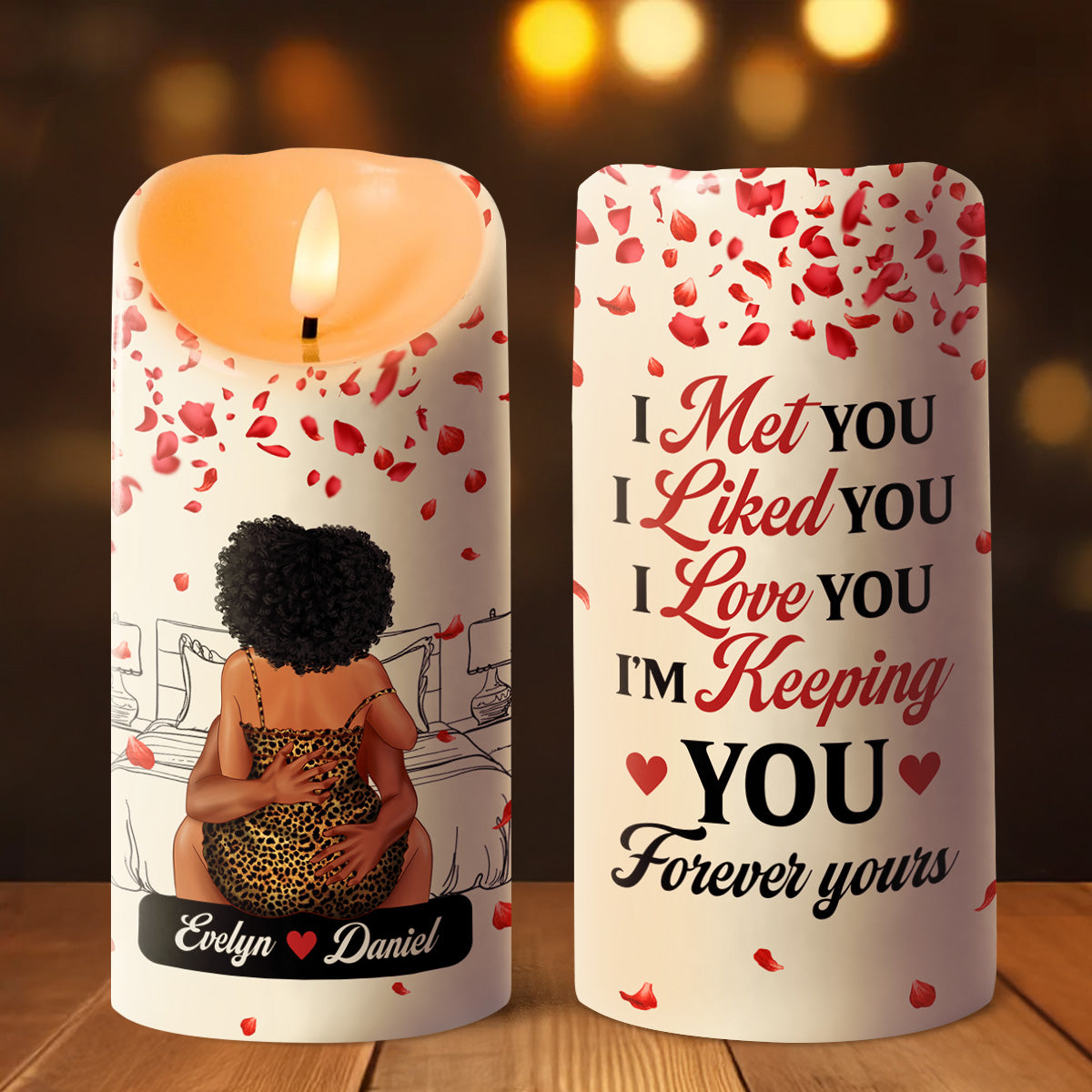 I Met You I Liked You I Love You - Personalized Flameless LED Candle