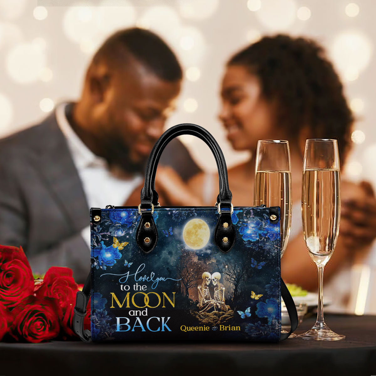 I Love You To The Moon And Back - Personalized Leather Handbag MB72