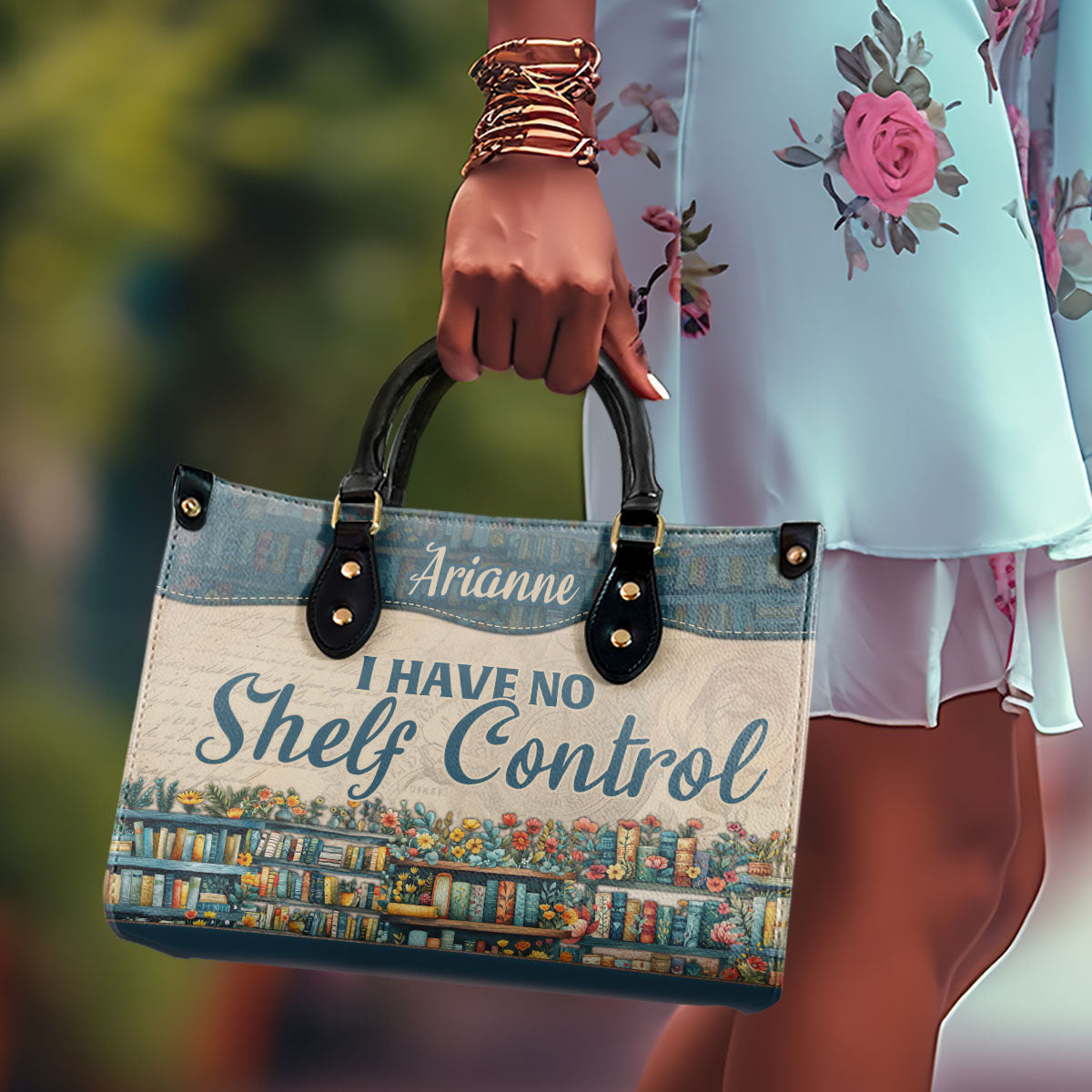 I Have No Shelf Control - Personalized Leather Handbag SBLHBLN963D