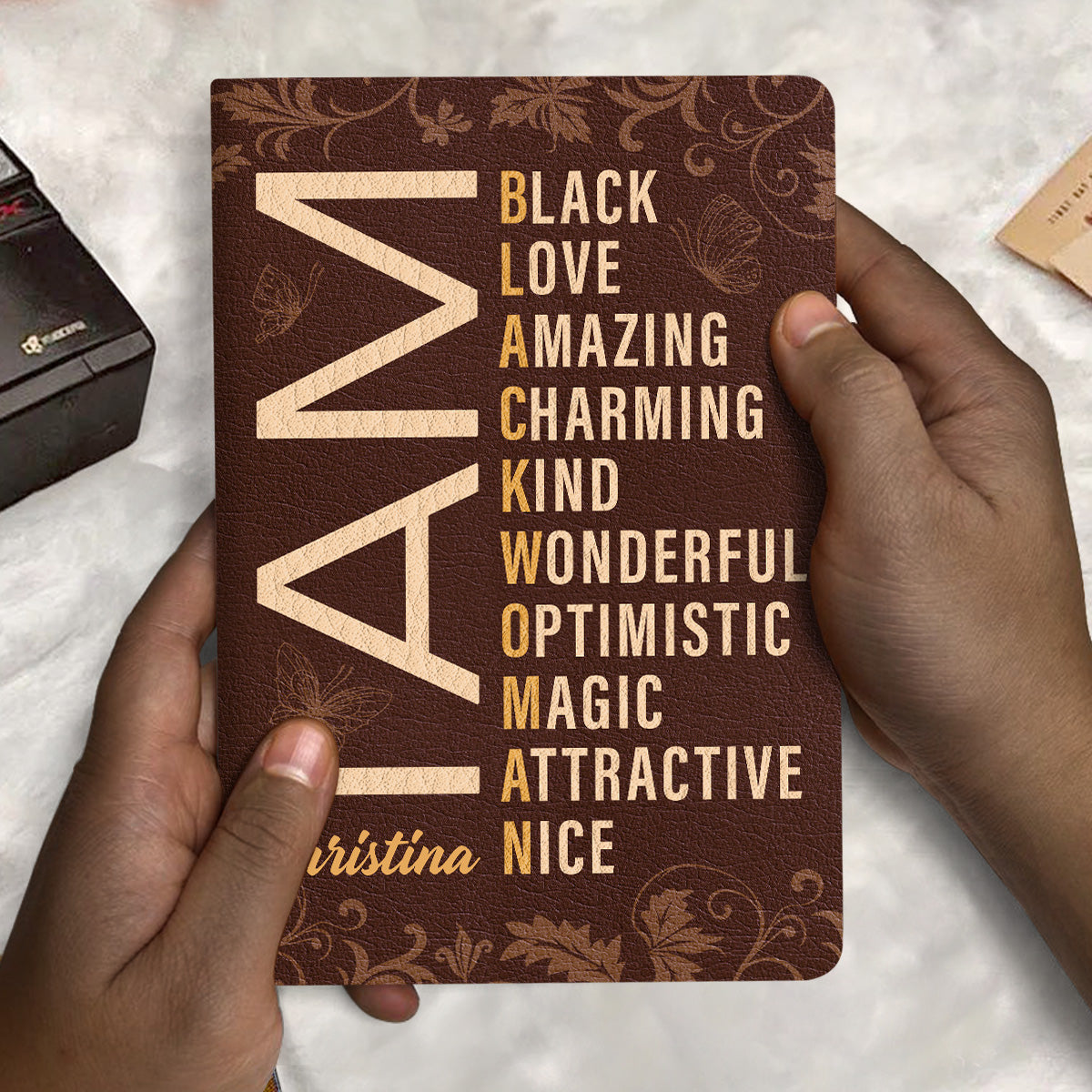 I Am Black Woman - Personalized Leather Cover Notebook