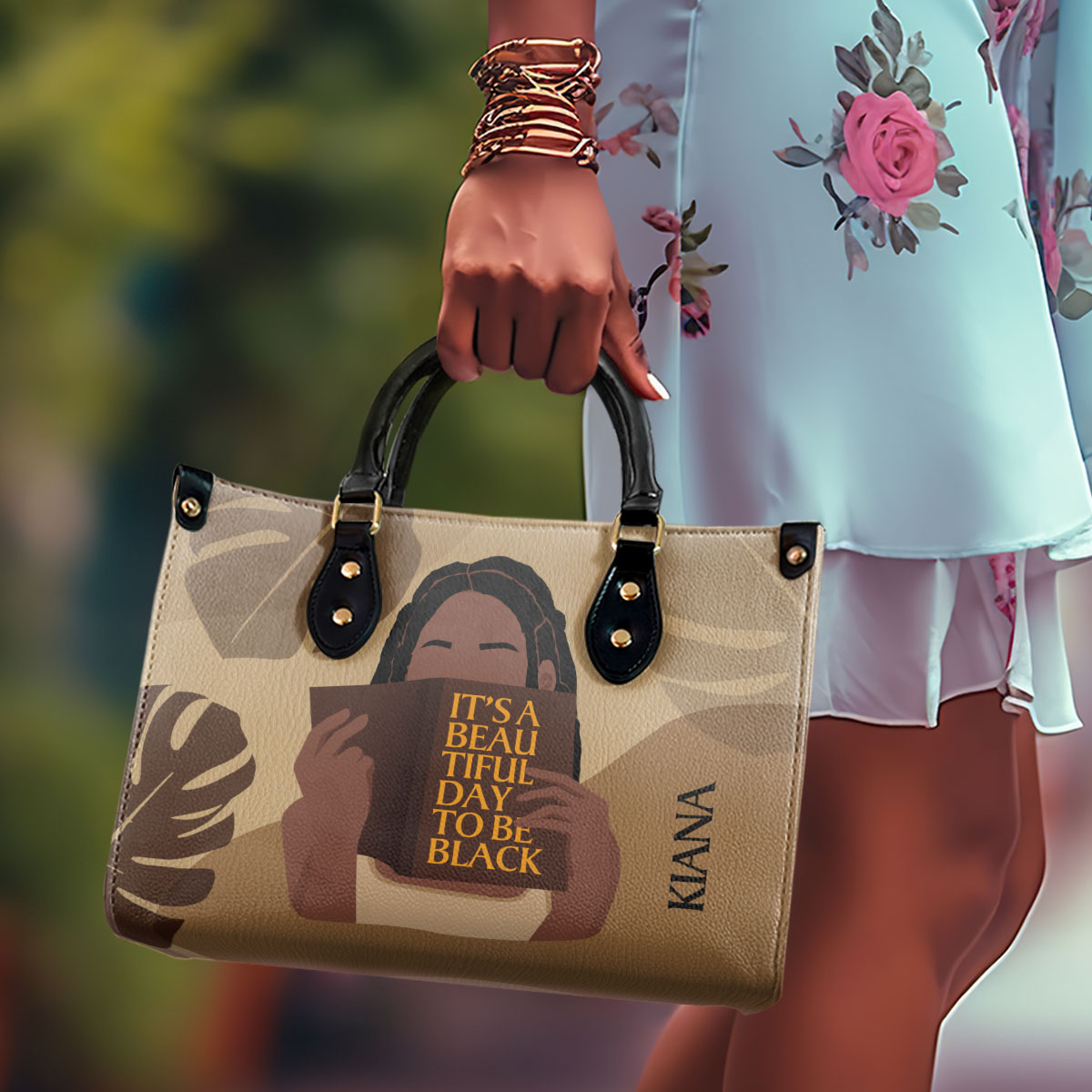 It Is A Beautiful Day To Be Black - Personalized Leather Hand Bag STB112