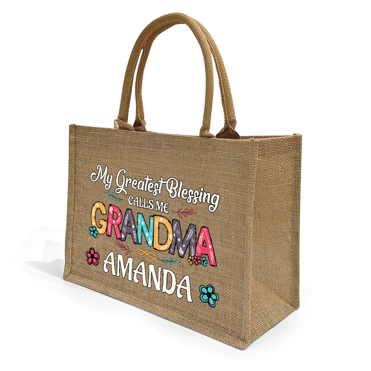 My Greatest Blessings Call Me Grandma - Personalized Jute Tote Bag
