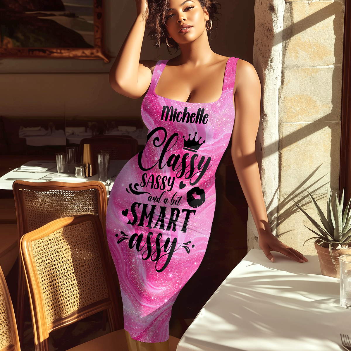 Sassy Classy And A Bit Bad Assy - Personalized Bodycon Tank Dress