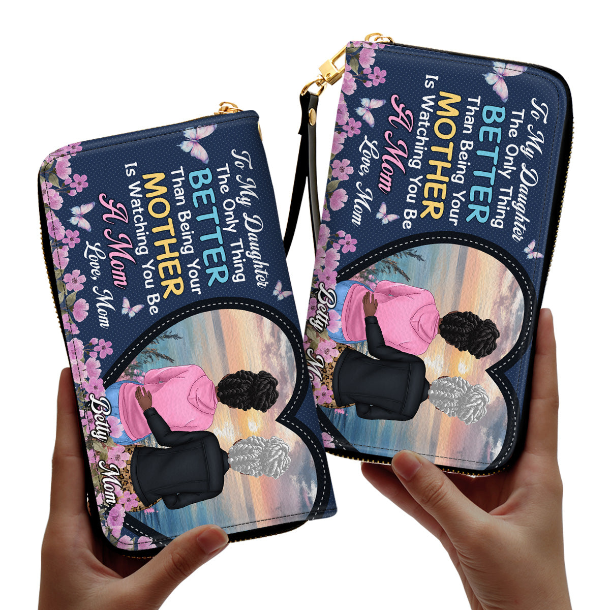 To My Daughter - Personalized Leather Clutch Purse SBCPLTU2669T