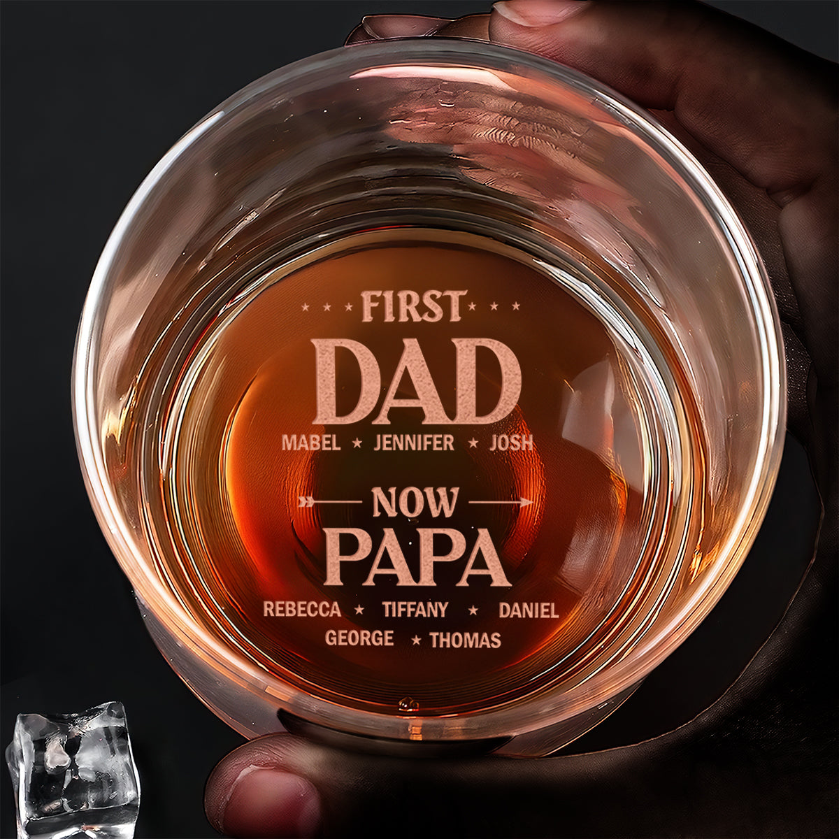First Dad Now Papa - Personalized Engraved Whiskey Glass