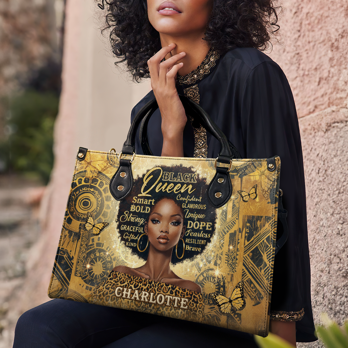 Africa Sunflower - Personalized Leather Handbag