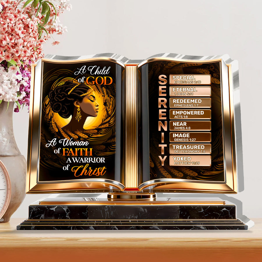 Hands holding the personalized plaque in front of a bookshelf