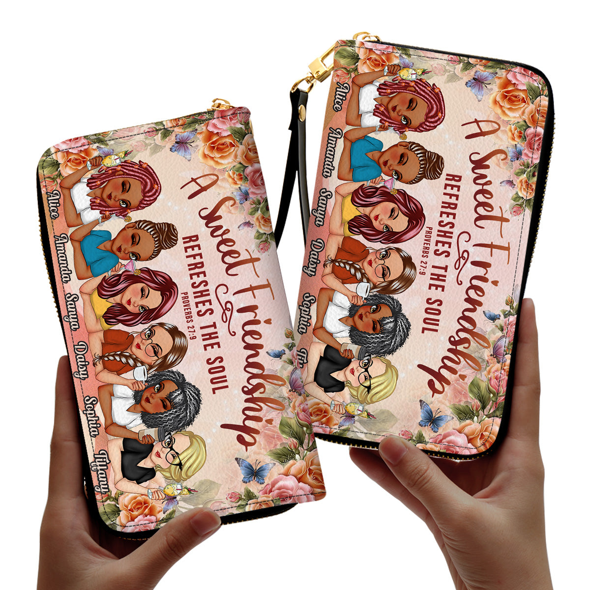 A Sweet Friendship Refreshes The Soul - Personalized Leather Clutch Purse