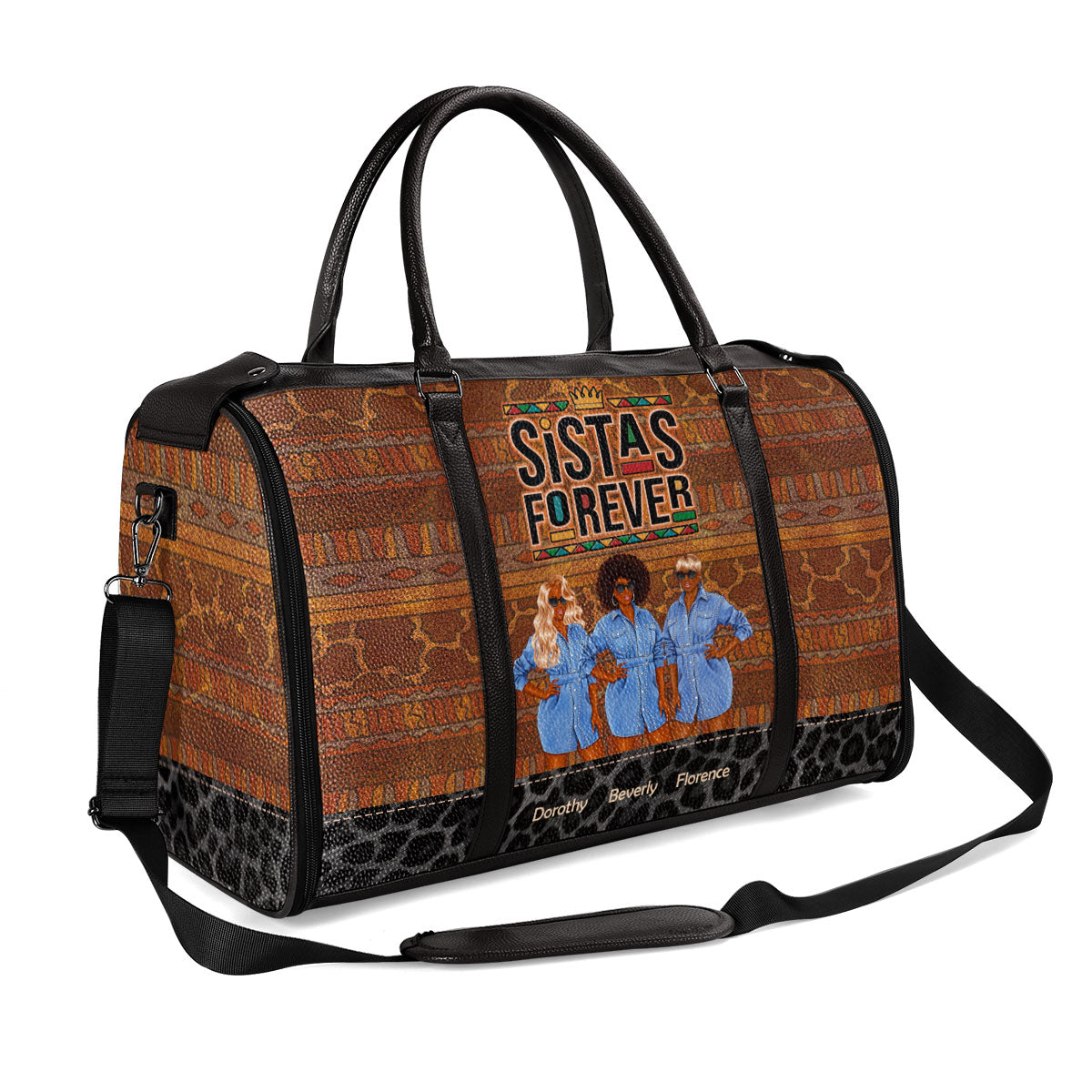 Sistas Forever - Personalized Leather Duffle Bag SBDFLM2836M