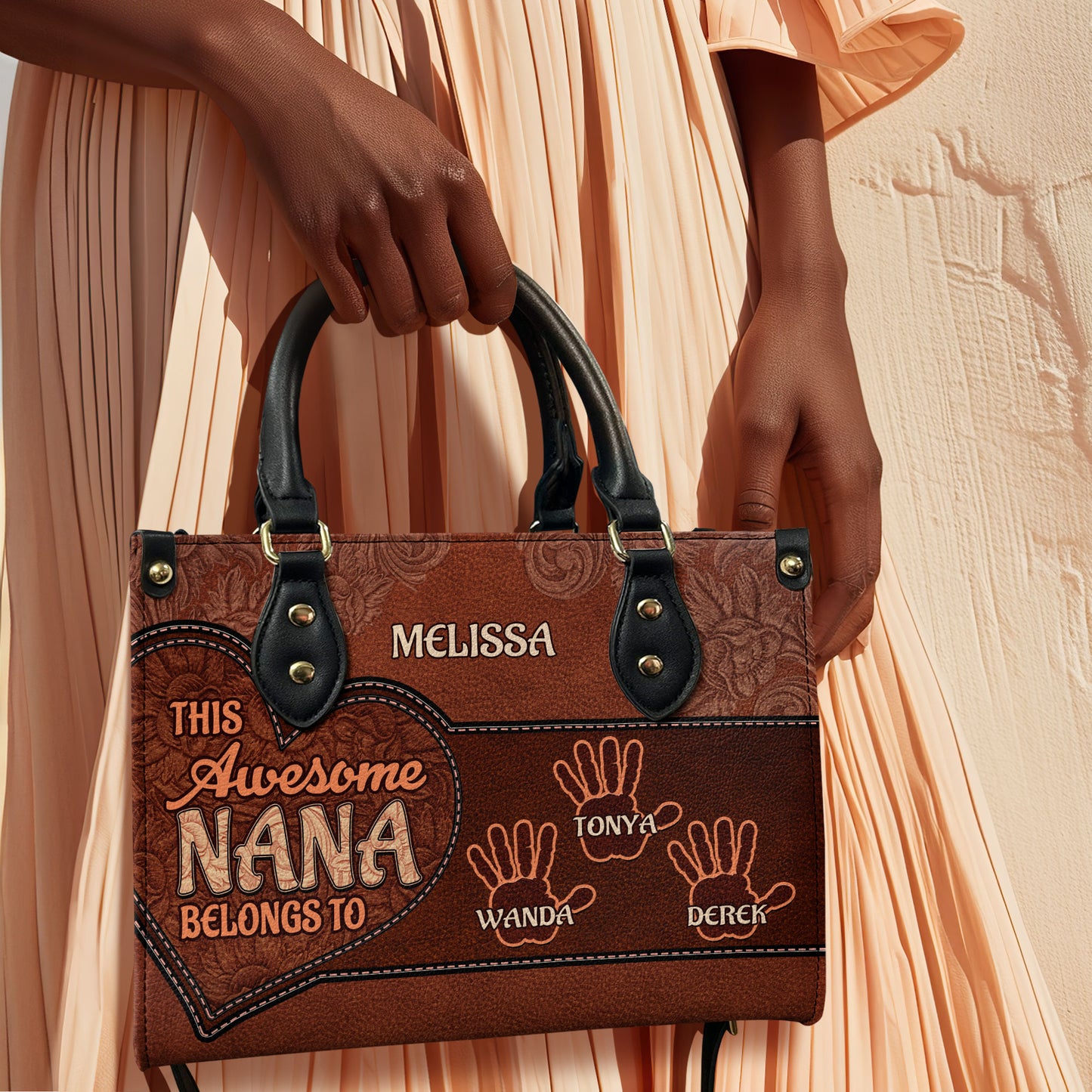 This Awesome Nana Belongs To - Personalized Leather Handbag MB100