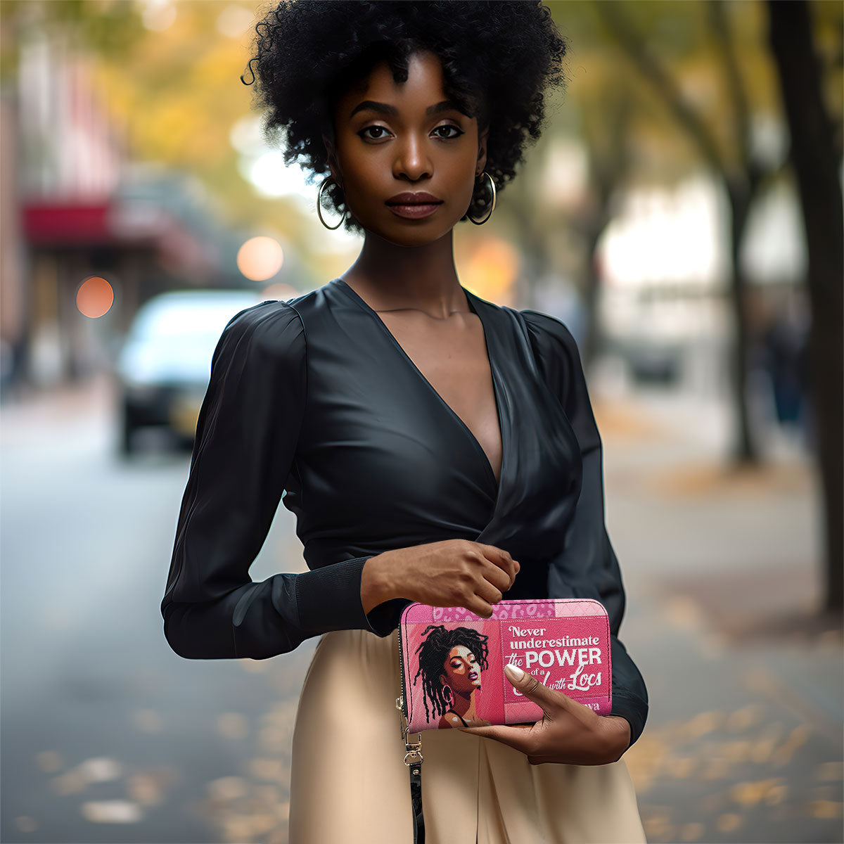 Power Of A Girl With Locs - Personalized Leather Clutch Purse STB86