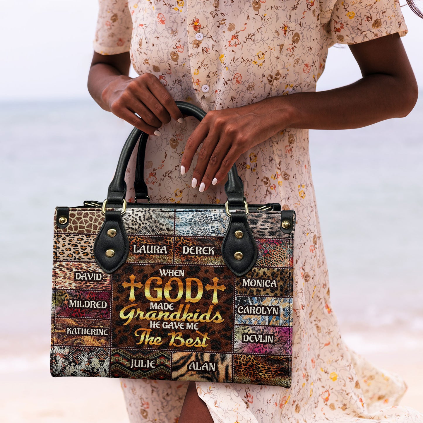 When God Made Grandkids He Gave Me The Best - Personalized Leather Handbag MB98