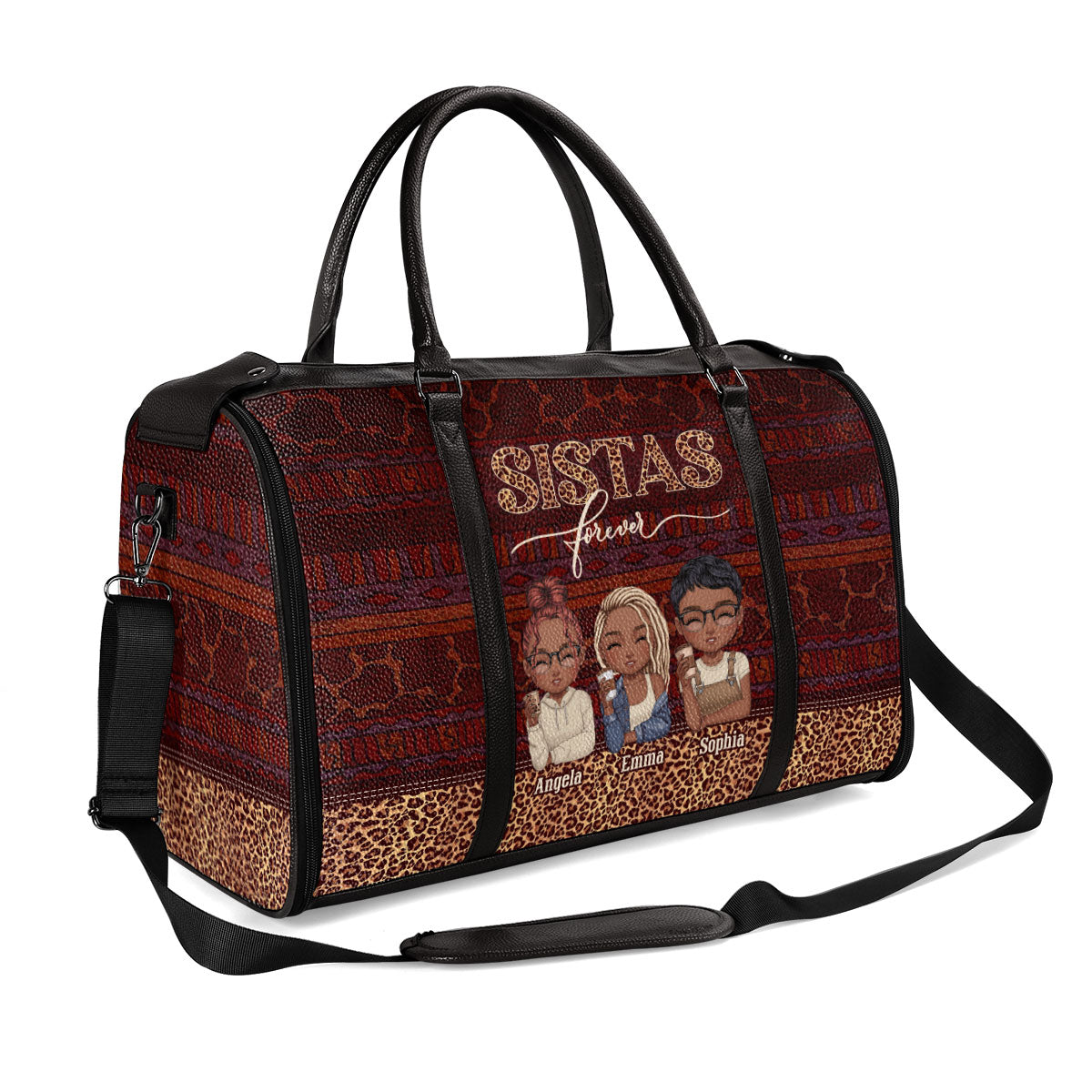 Sistas Forever - Personalized Leather Duffle Bag
