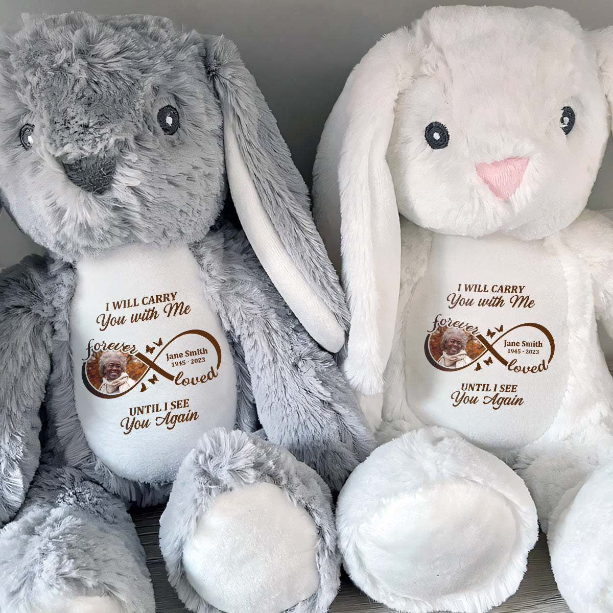 I Will Carry You With Me Until I See You Again - Personalized Stuffed Bunny