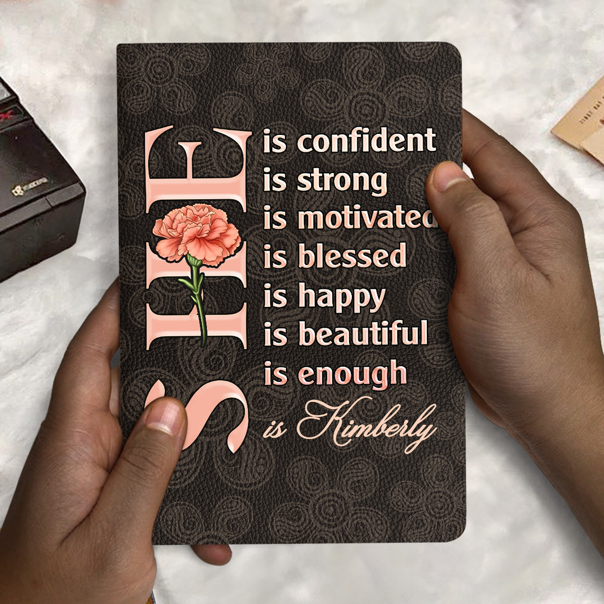 She Is - Personalized Leather Cover Notebook
