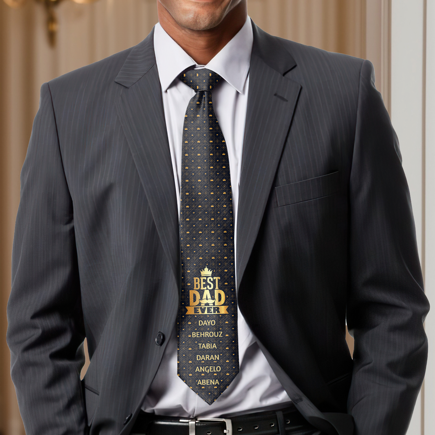 Best Dad Ever - Personalized Unisex Bandana Necktie SBUBNLM1803D