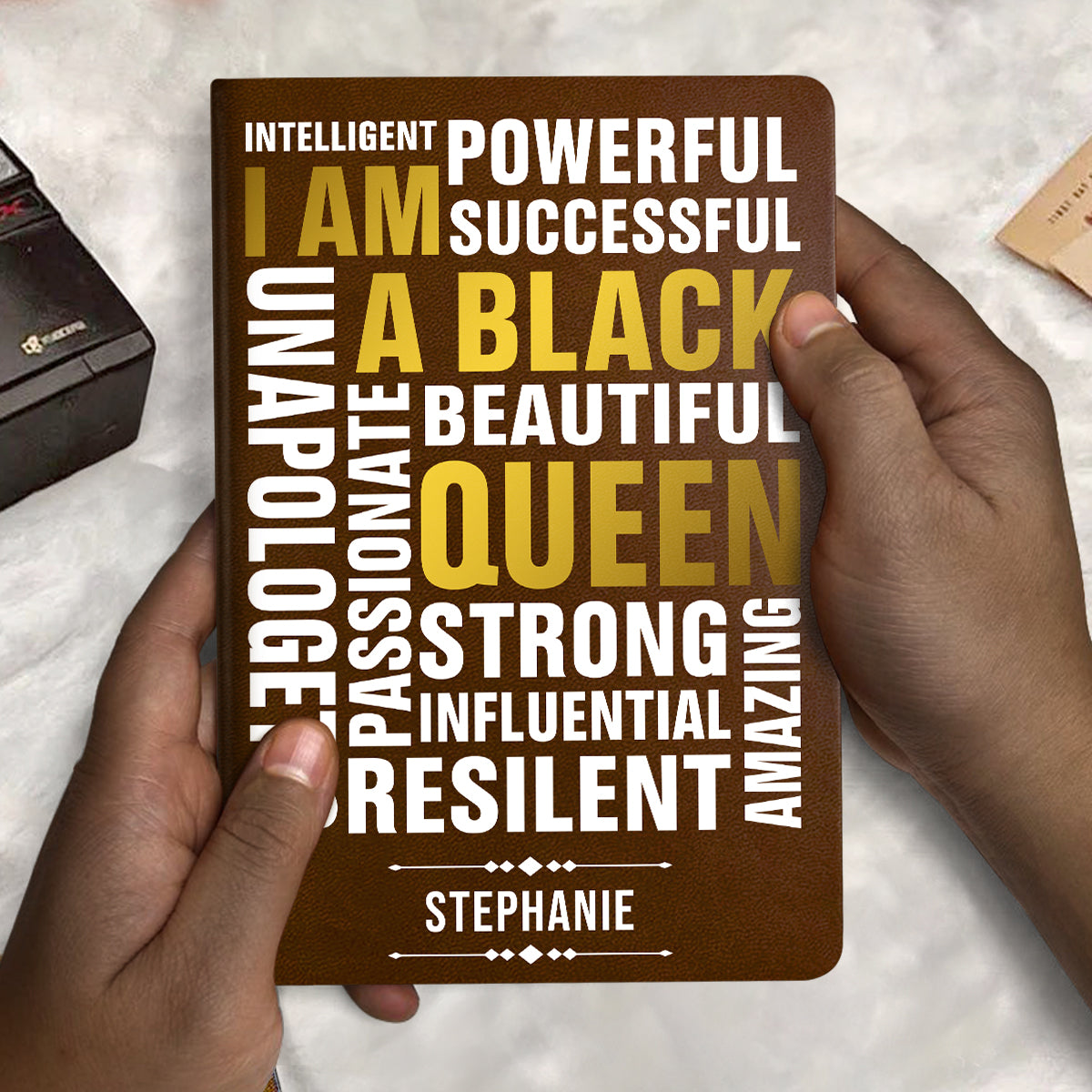 I Am A Black Queen - Personalized Leather Cover Notebook
