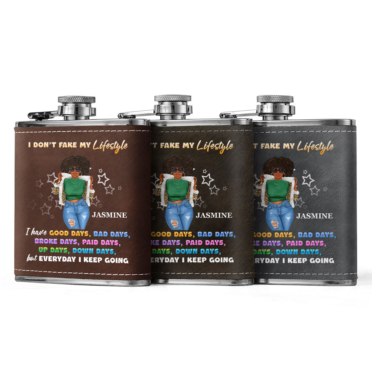 I Do Not Fake My Lifestyle - Personalized Leather Flask