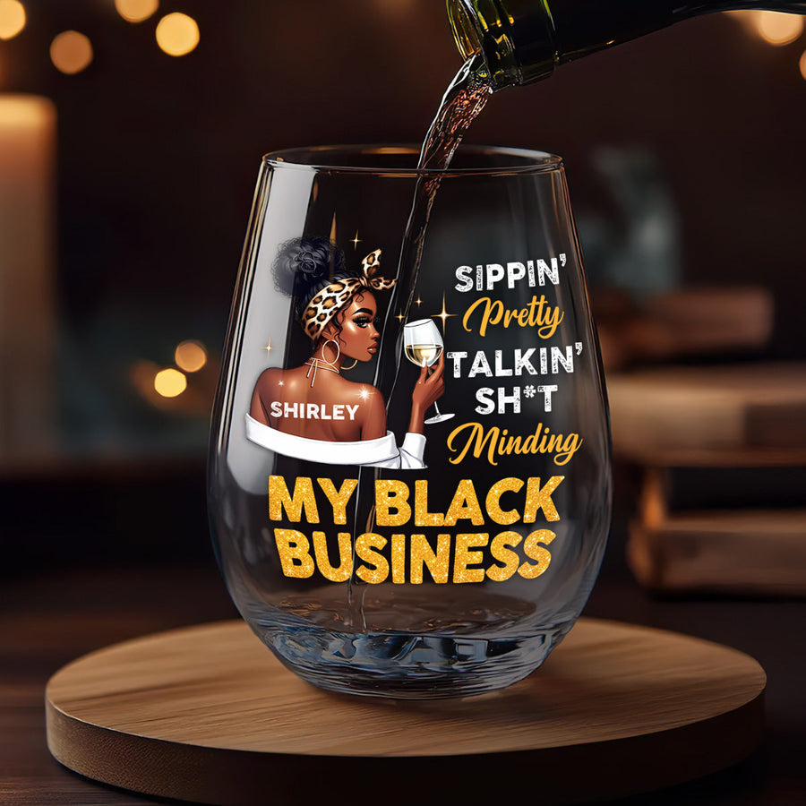 Three personalized Queen glasses for August, September and October