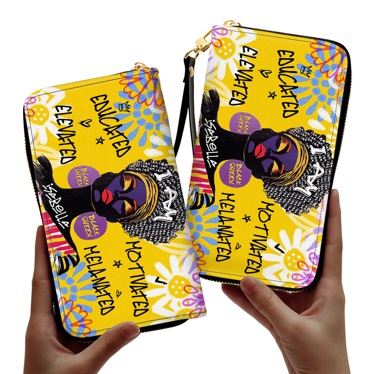 I Am Melanated - Personalized Leather Clutch Purse