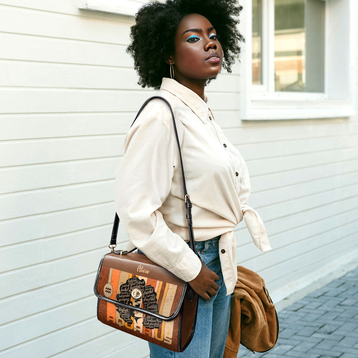 Horoscope - Personalized Leather Satchel Bag STB156