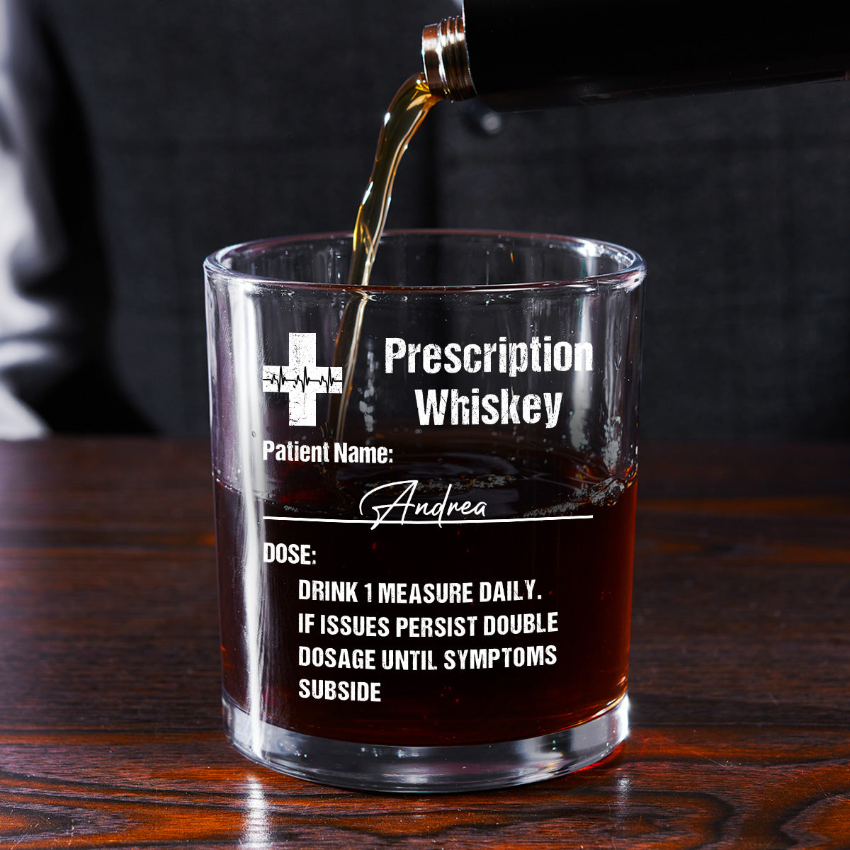 Prescription Whisky - Personalized Round Whiskey Glass