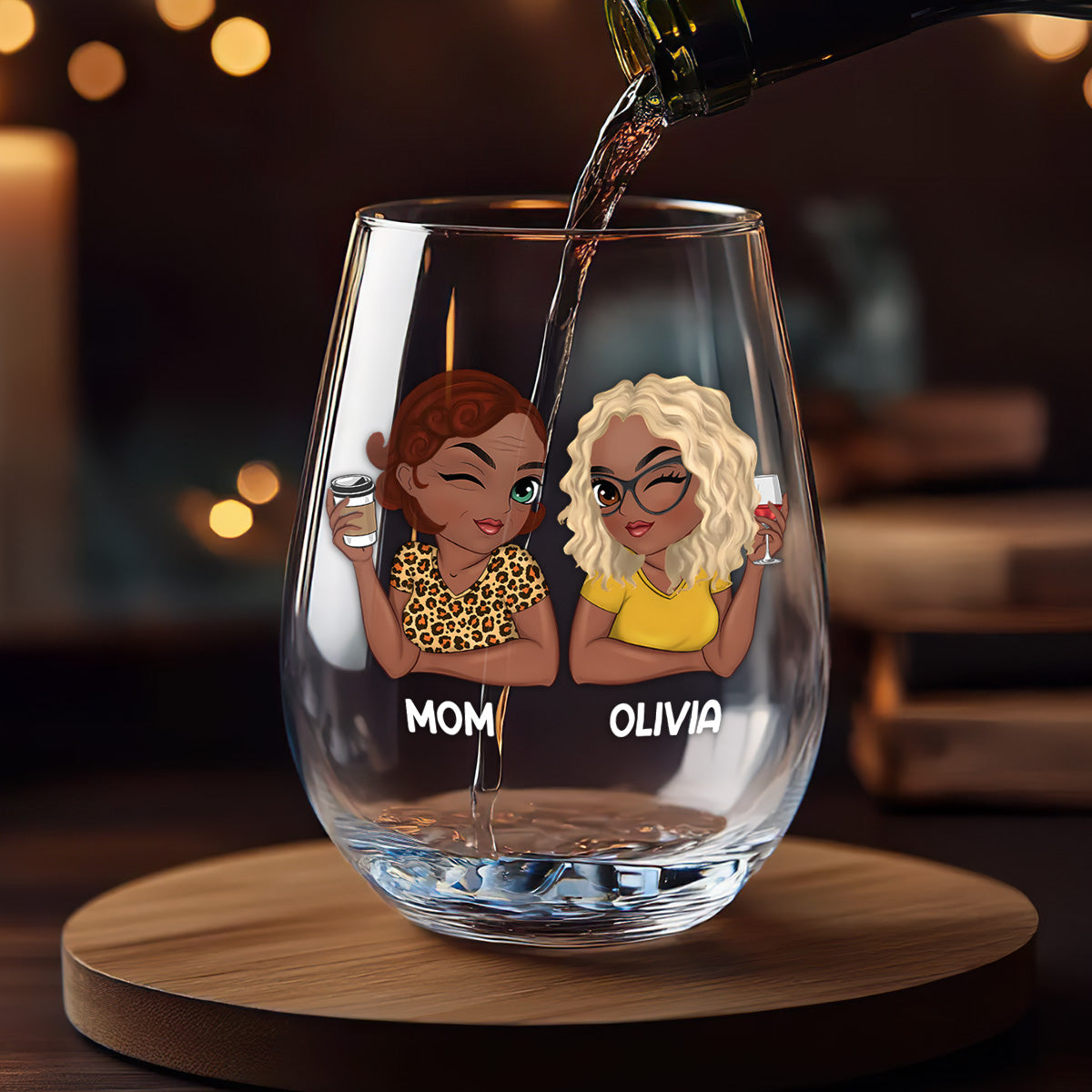 Like Mother Like Daughter Oh Crap - Personalized Stemless Wine Glass