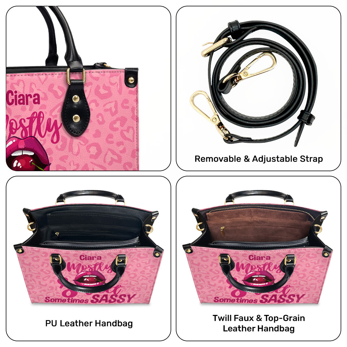 Mostly Sweet Sometimes Sassy - Personalized Leather Handbag STB201