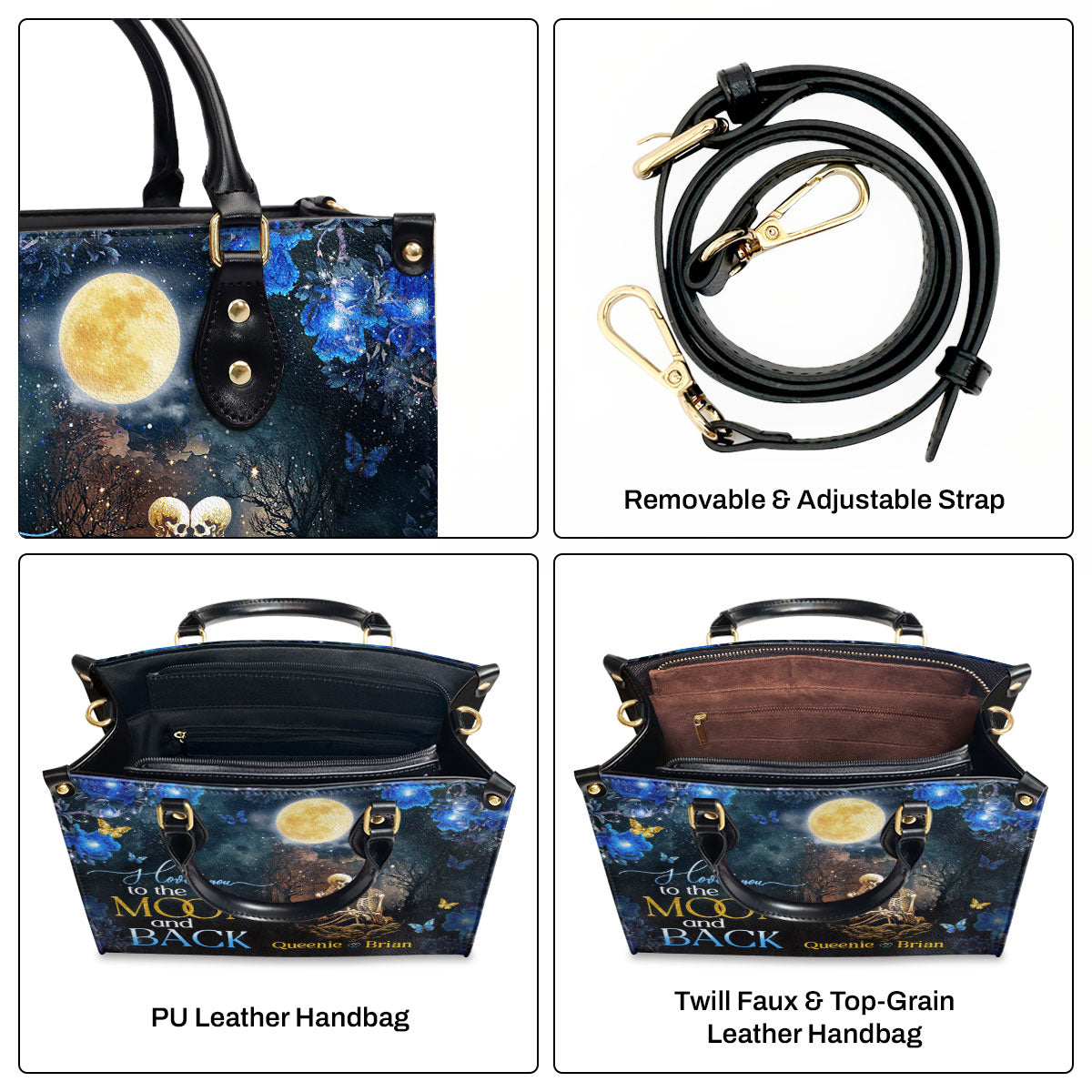 I Love You To The Moon And Back - Personalized Leather Handbag MB72