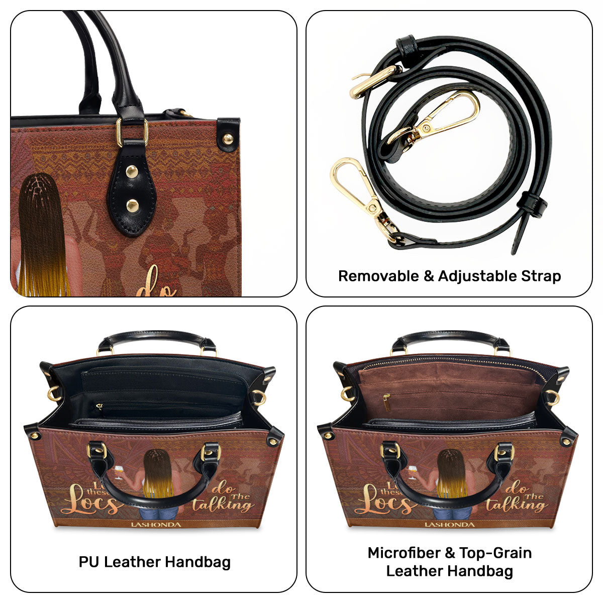 Let These Locs Do The Talking - Personalized Leather Handbag STB44
